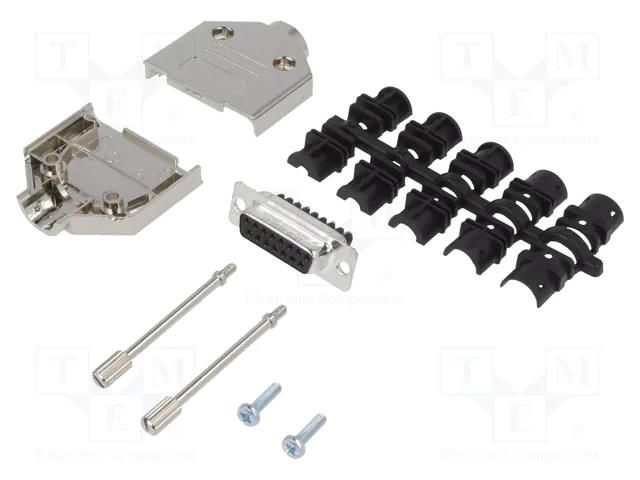 Connector: D-Sub; PIN: 15; female; straight; screw terminal AMPHENOL COMMUNICATIONS SOLUTIONS DTPKM-15FSSC