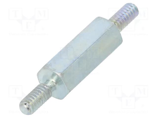 Screwed spacer sleeve; 10mm; Ext.thread: M2; hexagonal; steel DREMEC TMM-M2X10/DR421