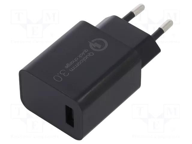 Charger: USB; Usup: 100÷240VAC; 5VDC,9VDC,12VDC; Out: USB; 3A; 18W XTAR XTAR-QC3