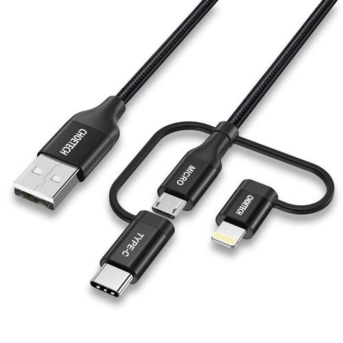 Choetech 3in1 MFI cable USB - USB Type C / micro USB / Lightning (charging 3A / data transmission 480 Mbps) 1.2m black (IP0030-BK), Choetech 6971824971620 6971824971620