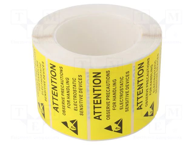 Self-adhesive label; ESD; 38x75mm; 1000pcs; reel; black,yellow STATICTEC PRT-STL3875
