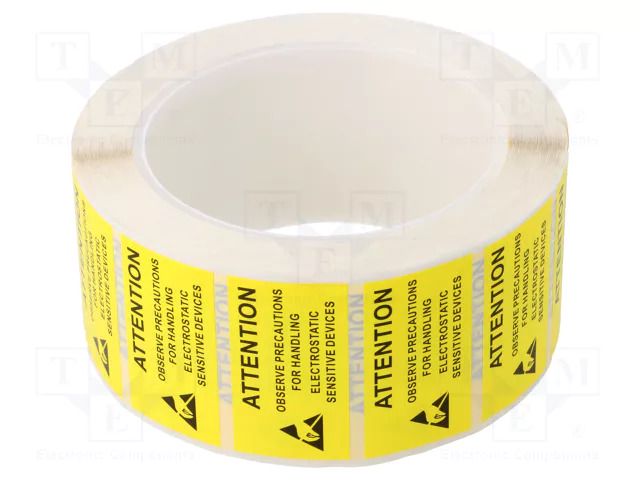 Self-adhesive label; ESD; 25x45mm; 1000pcs; reel; black,yellow STATICTEC PRT-STL2545