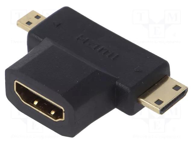 Adapter; HDMI socket,micro HDMI plug,mini HDMI plug; HDMI 1.4 AKYGA AK-AD-23