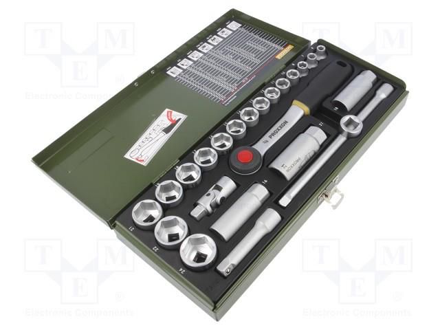 Wrench-set; 6-angles,socket spanner; Mounting: 3/8"; 24pcs. PROXXON PR23110