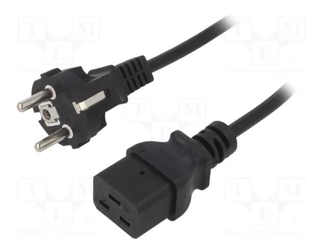 Cable; 3x1mm2; CEE 7/7 (E/F) plug,IEC C19 female,SCHUKO plug AKYGA AK-UP-01