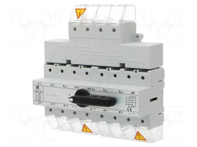 Switch: mains-generator; Stabl.pos: 3; 160A; I-0-II; Poles: 3+N SPAMEL PRZK-3160N-W02