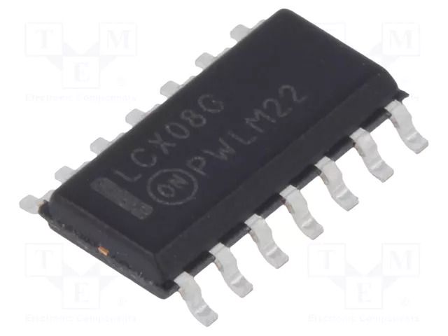 IC: digital; AND; Ch: 4; IN: 2; CMOS,TTL; SMD; SO14; 2÷3.6VDC; -40÷85°C ONSEMI MC74LCX08DG