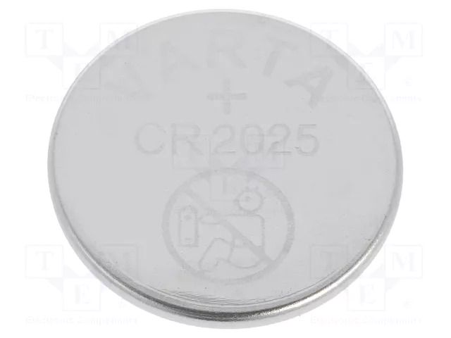 Battery: lithium; CR2025,coin; 3V; 157mAh; non-rechargeable VARTA MICROBATTERY BAT-CR2025/V