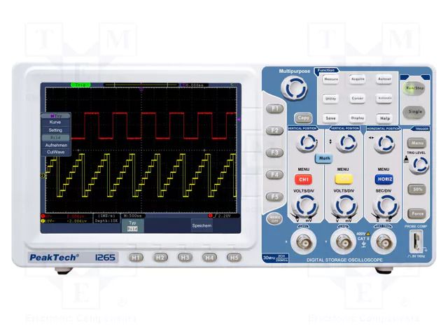 Oscilloscope: digital; Ch: 2; 30MHz; 125Msps; 10kpts; LCD TFT 8" PEAKTECH PKT-P1265