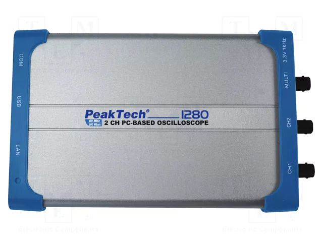 PC connected oscilloscope; 60MHz; Ch: 2; 10Mpts; 250Msps; 1MΩ/10pF PEAKTECH PKT-P1280