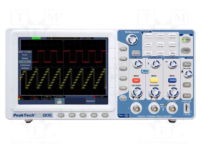 Oscilloscope: digital; Ch: 2; 70MHz; 500Msps; 100kpts; LCD TFT 8" PEAKTECH PKT-P1305
