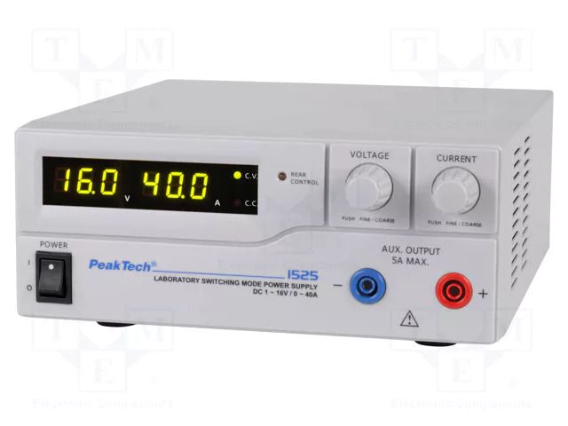 Power supply: laboratory; single-channel,adjustable; 1÷16VDC PEAKTECH PKT-P1525