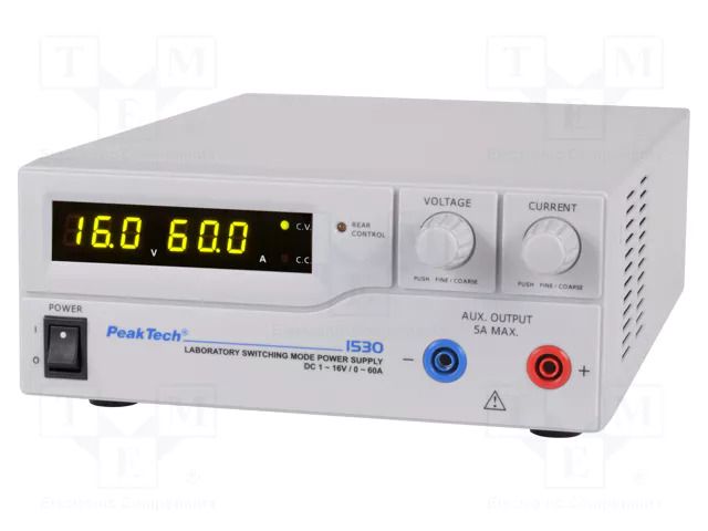 Power supply: laboratory; single-channel,adjustable; 1÷16VDC PEAKTECH PKT-P1530