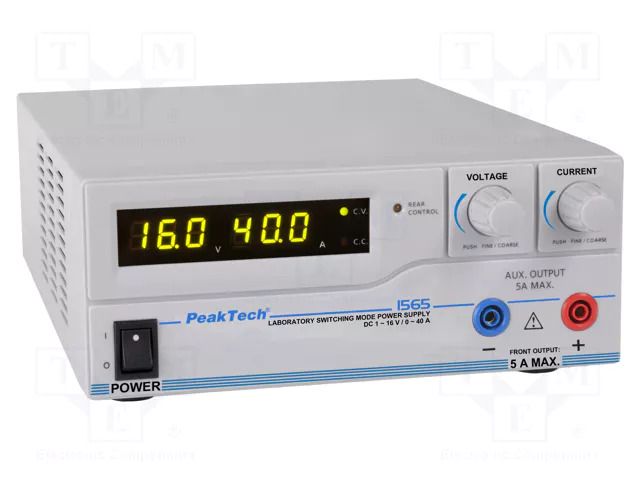 Power supply: programmable laboratory; Ch: 1; 1÷16VDC; 0÷40A; 640W PEAKTECH PKT-P1565