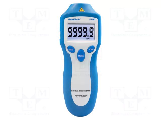 Tachometer; LCD; 5 digits; 2÷99999rpm; 0.05%; Resol: 0,1rpm PEAKTECH PKT-P2790