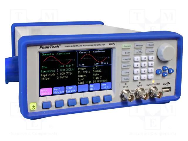 Generator: arbitrary, function; LCD TFT 4,3"; Ch: 2; 4096pts PEAKTECH PKT-P4105
