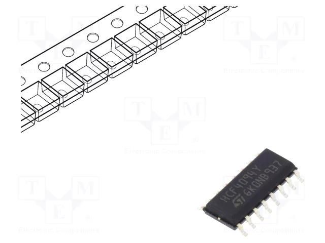 IC: digital; shift register; Ch: 8; SMD; SO16; HC; 3÷20VDC; -40÷125°C STMicroelectronics HCF4094YM013TR
