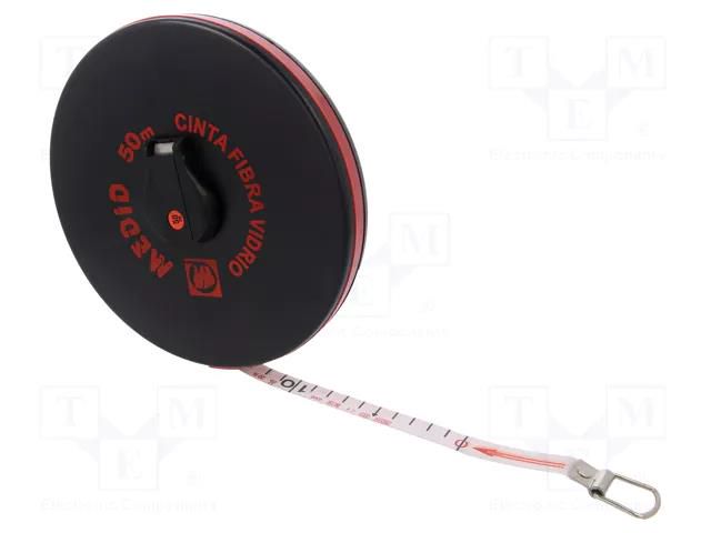 Measuring tape; L: 50m; Width: 15mm; ABS; measure MEDID MED.121050D