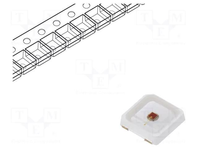 Power LED; 3030; crimson; 120°; flat; square; 1.8÷2.6VDC ProLight Opto PW2R-FFME-A