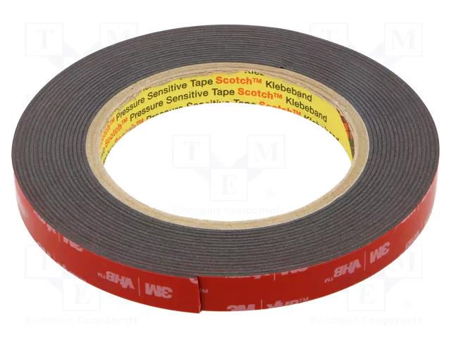 Tape: fixing; W: 12mm; L: 5.5m; Thk: 1.1mm; acrylic; black 3M 3M-5952-12-5.5