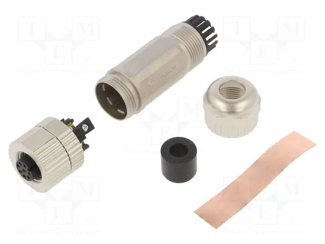 Connector: M12; plug; PIN: 8; female; 30V; straight; IP65; for cable DEGSON ELECTRONICS SM12-PVZ-A8W-1