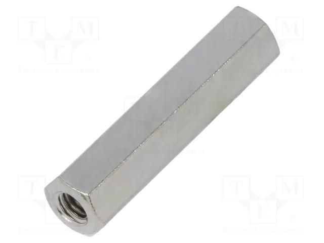 Screwed spacer sleeve; 30mm; Int.thread: M4; hexagonal; brass DREMEC TFF-M4X30/DR116