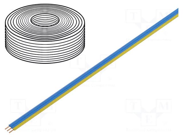 Wire: ribbon; FBK Toy; 3x0.14mm2; stranded; Cu; PVC; blue,yellow DONAU ELEKTRONIK D-318-223-50