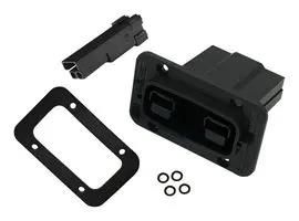 RECT PWR HOUSING KIT, RCPT, 2POS, PC/PBT SBSX75A-PMREC-KIT-BLK