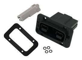 RECT PWR HOUSING KIT, RCPT, 2POS, PC/PBT SBSX75A-PMREC-KIT-GRA