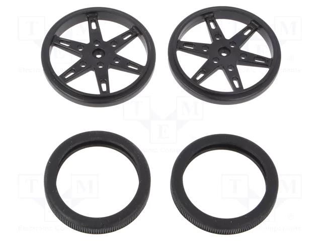 Wheel; black; Shaft: knurled; push-in,screw; Ø: 60mm; W: 8mm; 2pcs. POLOLU POLOLU-4910