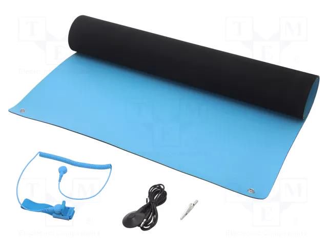 Mat: table set; ESD; L: 1.2m; W: 0.6m; Thk: 2mm; blue (bright) STATICTEC PRT-STW424009