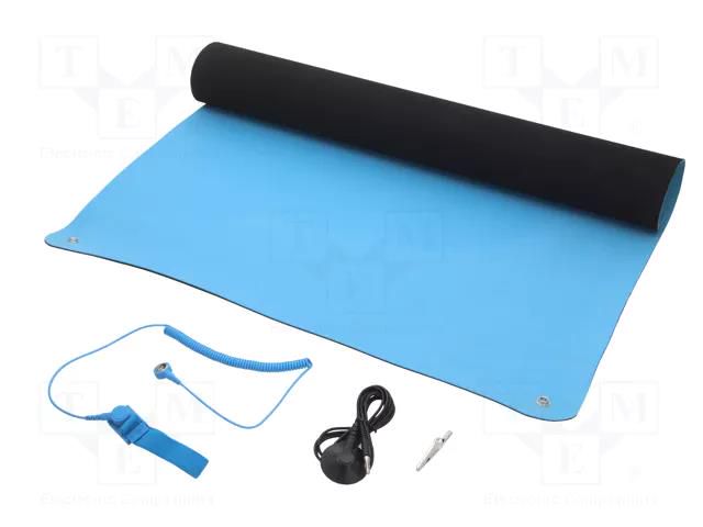 Mat: table set; ESD; L: 0.9m; W: 0.6m; Thk: 2mm; blue (bright) STATICTEC PRT-STW424014