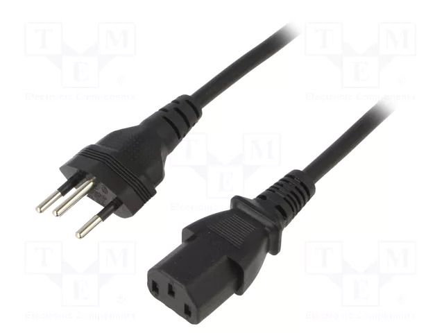 Cable; 3x0.75mm2; IEC C13 female,SEV-1011 (J) plug; PVC; 1.8m SUNNY SUNNY-C13S18