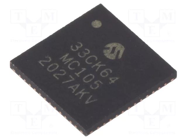 IC: dsPIC microcontroller; 64kB; 8kBSRAM; UQFN48; DSPIC; 0.4mm MICROCHIP TECHNOLOGY 33CK64MC105-I/M4