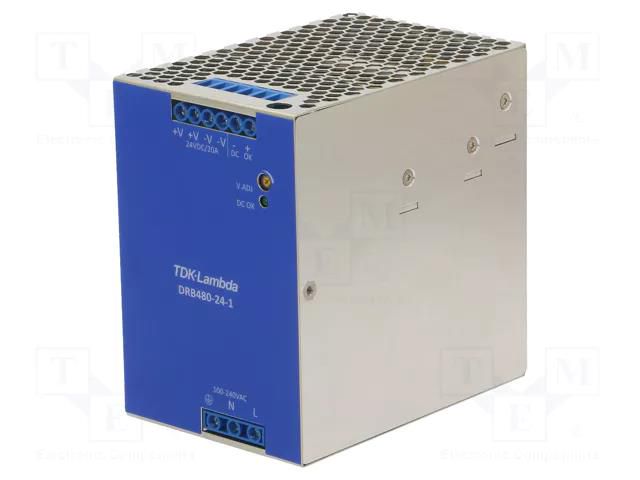 Power supply: switching; for DIN rail; 480W; 24VDC; 20A; 90÷264VAC TDK-LAMBDA DRB480-24-1