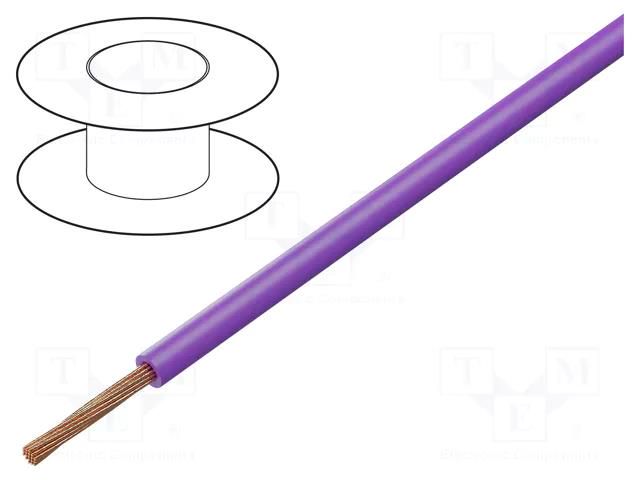 Wire; TLY; stranded; Cu; 0.22mm2; PVC; violet; 150V; 500m; Class: 5 TECHNOKABEL TLY-0.22-VI