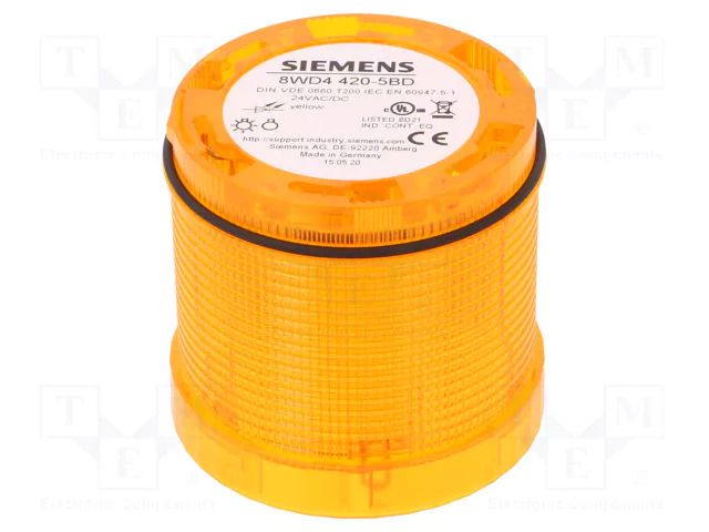 Module: light signaller; yellow; LED; 24VDC; 24VAC; IP65; 8WD44 SIEMENS 8WD4420-5BD