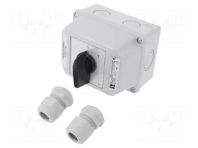 Switch: cam switch; Stabl.pos: 2; 16A; 0-1; wall mount; Poles: 3 SPAMEL LK16R-2-8211-OB2