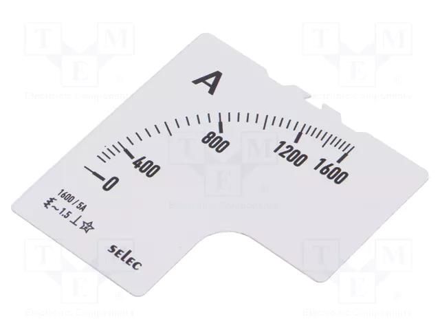 Scale; for analogue ammeter; I AC: 0÷1.6kA; 90°; SCL-AM-I-2 SELEC SCL-AM-I-2-1600/5A