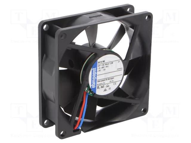 Fan: DC; axial; 24VDC; 80x80x25mm; 69m3/h; 32dBA; slide; 3100rpm EBM-PAPST 8414NG