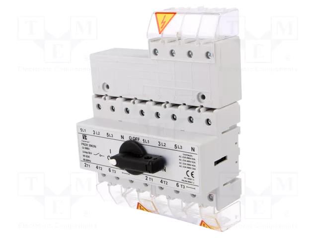 Switch: mains-generator; Stabl.pos: 3; 63A; I-0-II; Poles: 3+N SPAMEL PRZK-3063N-W02