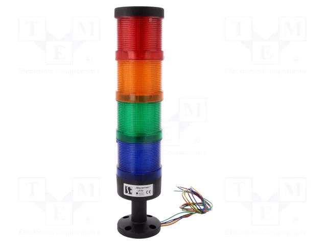 Signalling column; red/orange/green/blue; LED; 24VDC; IP65; LT70 SPAMEL LT70-4-24