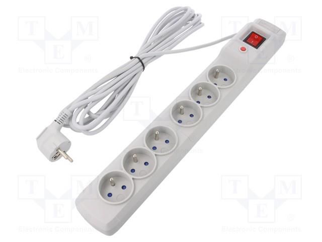 Plug socket strip: protective; Sockets: 6; 250VAC; 10A; grey ARMAC M6/50/SZ