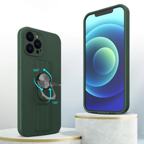 Ring Case silicone case with finger grip and stand for iPhone 13 Pro brown, Hurtel 5907769327520 5907769327520