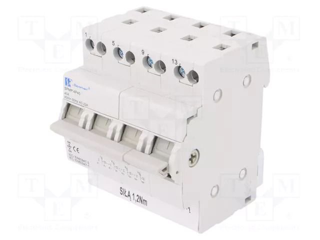 Mains-generator switch; Poles: 4; 240/415VAC; 40A; IP20 SPAMEL SPMP-4P40