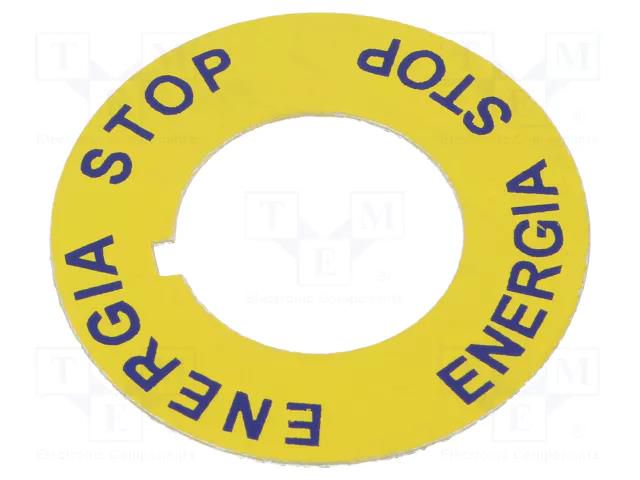 Warning plate; 22mm; ST22 SPAMEL ST22-4509-P02