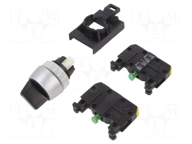 Switch: rotary; 22mm; Stabl.pos: 3; NO x2; black; IP65; prominent SPAMEL ST22-P3-CZ-20