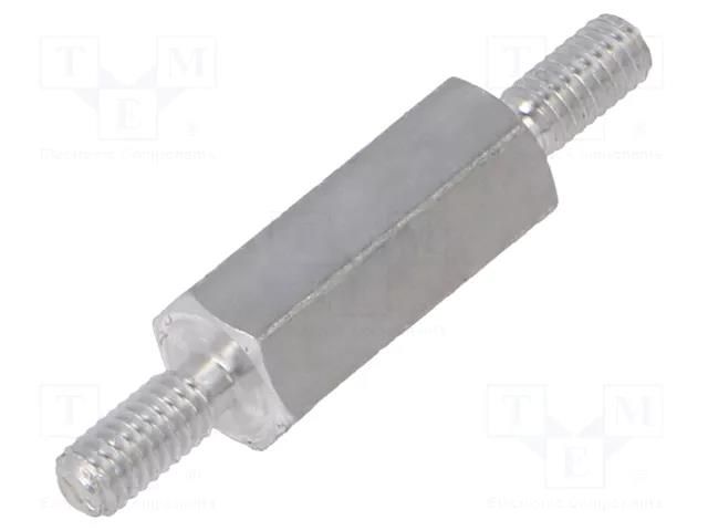 Screwed spacer sleeve; 12mm; Ext.thread: M2,5; hexagonal DREMEC TMM-M2.5X12/DR432