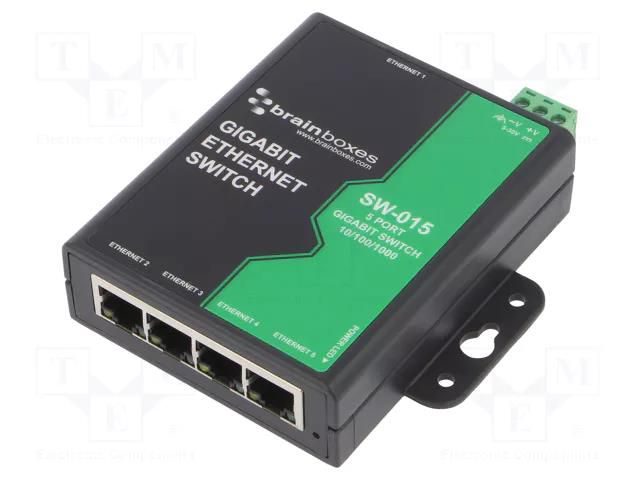 Switch Ethernet; unmanaged; Number of ports: 5; 5÷30VDC; RJ45; SW BRAINBOXES SW-015