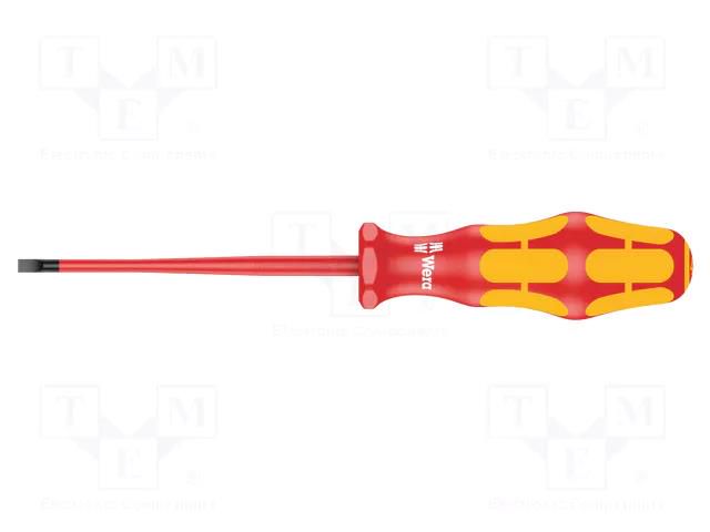 Screwdriver; insulated,slim; slot; 4x0.8mm; Blade length: 100mm WERA WERA.160/40/08
